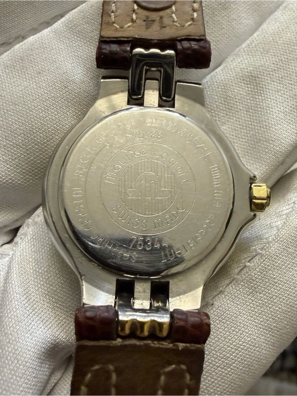 Maurice Lacroix Calypso 75344 Ladies Vintage Swiss Watch Two Tone Date Leather